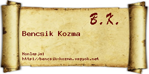 Bencsik Kozma névjegykártya